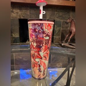 Starbucks Enchanted Forest 🍄🌲Cold Cup Tumbler with mushroom topper BNWT RARE
